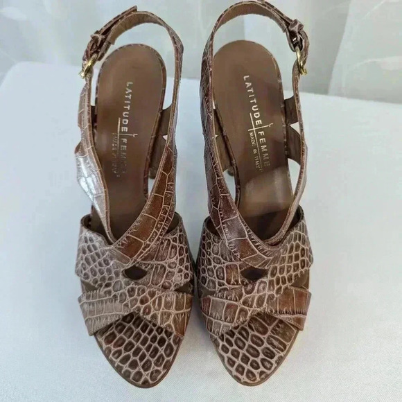 Latitude Femme Snake Skin Look Leather Pumps, Size 39 (made in Italy) - Picture 5 of 6